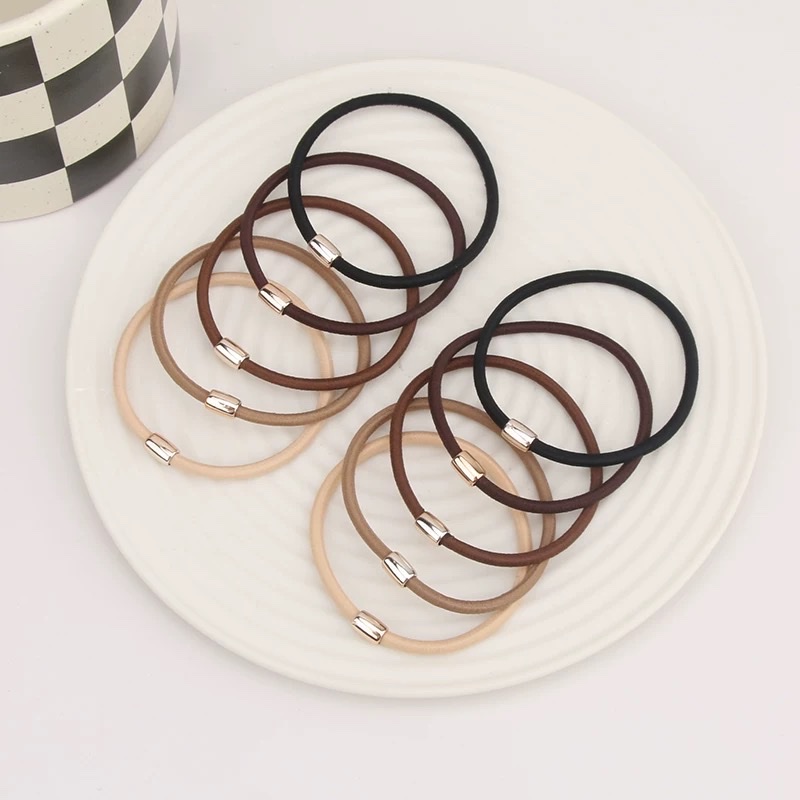 皮筋发圈女扎头发黑色加粗韩国简约成人小发绳串珠金属绑马尾头绳头绳