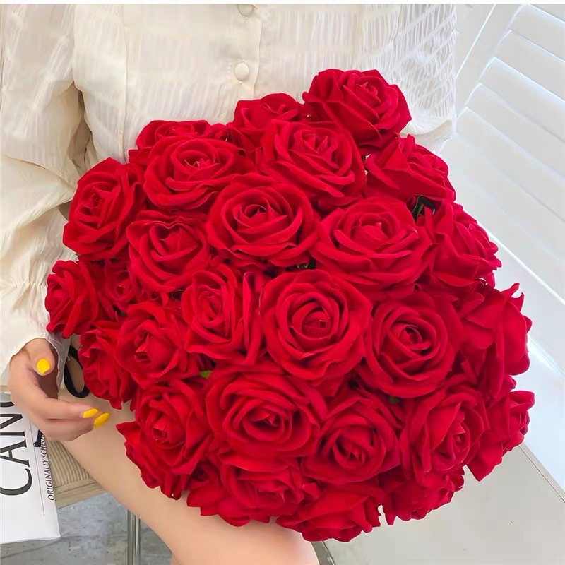 New style red rose artificial flower dried bouquet photo live broadcast Valentine's Day living room dining table flower arrangement decoration artificial flower Teachers' Day Item Picture