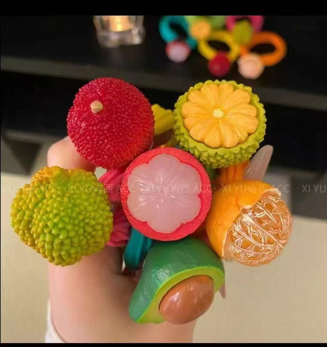 韩版流行可爱卡通发圈仿真水果高级感拉满清新设计头饰皮筋发饰