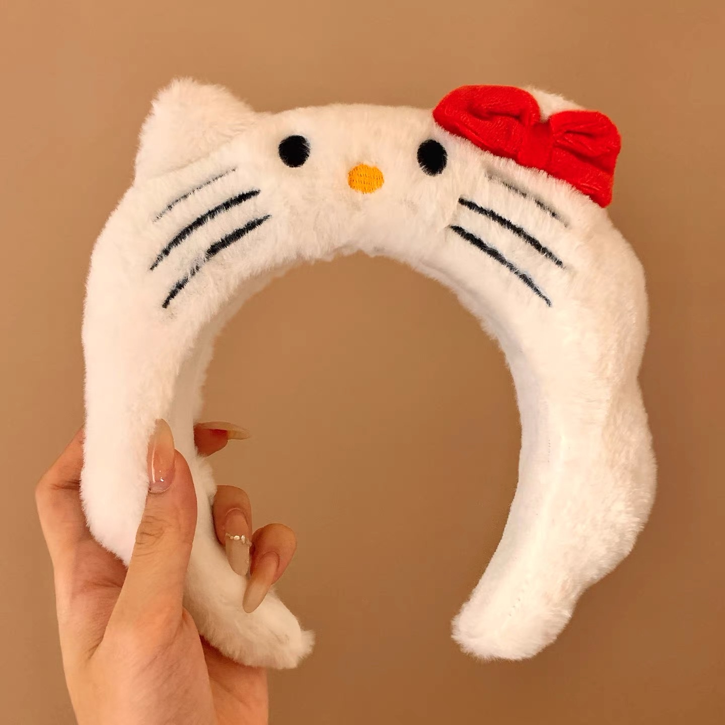 kitty蝴蝶结毛绒发箍凯蒂猫女宽边可爱卡通洗脸敷面膜嗨喽kt头箍详情图5