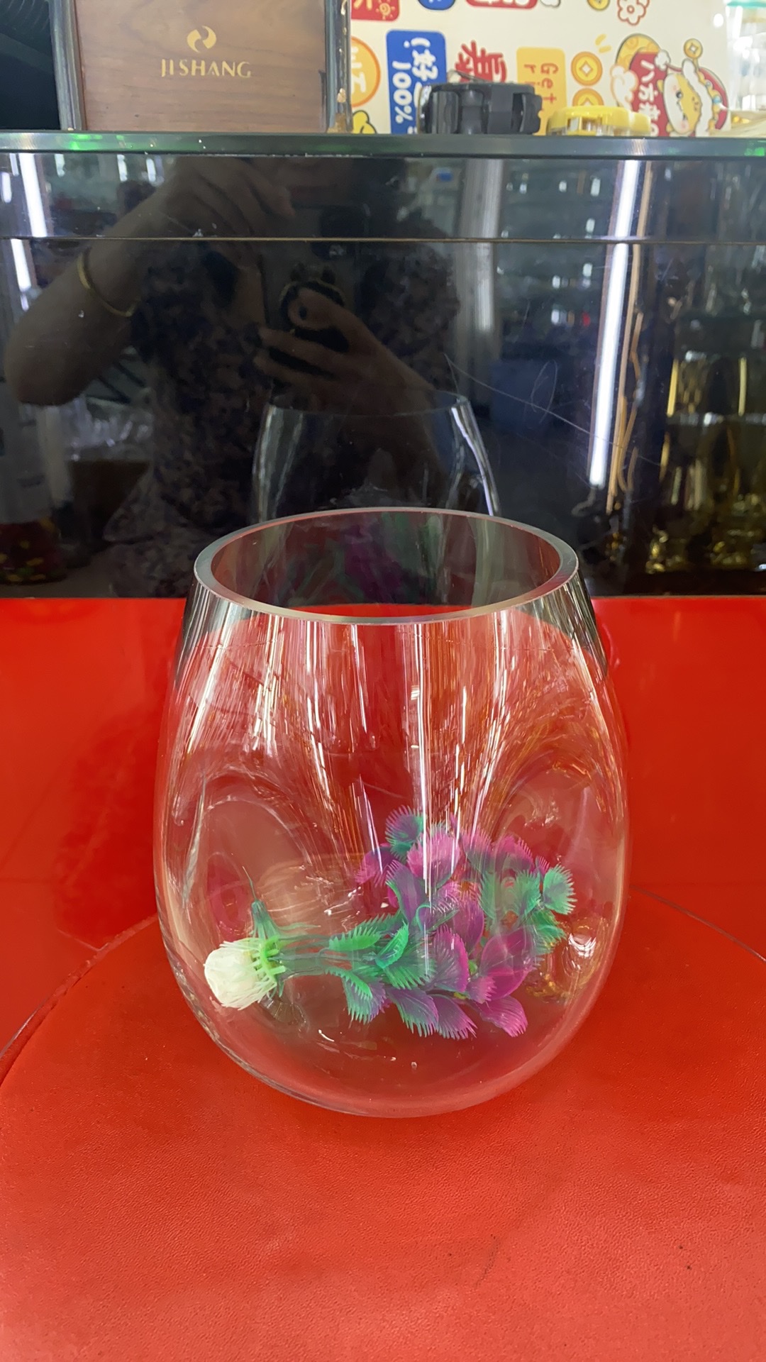 玻璃珠透明玻璃瓶带插仿真花摆件装饰品家居摆设