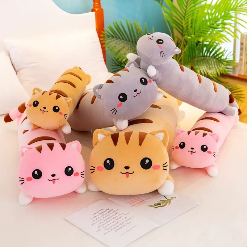 Factory wholesale soft down cotton happy cat plush toys, children's and girls' sleeping pillows, plush dolls Item Picture