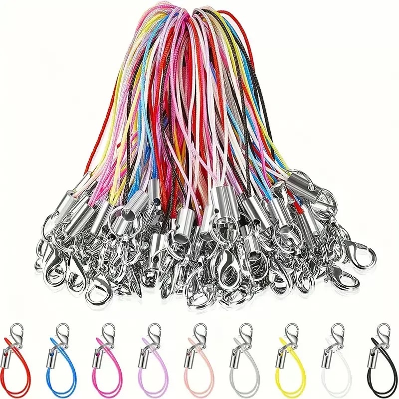 彩色手机链挂绳手工饰品diy小龙虾扣吊绳玩具公仔挂绳