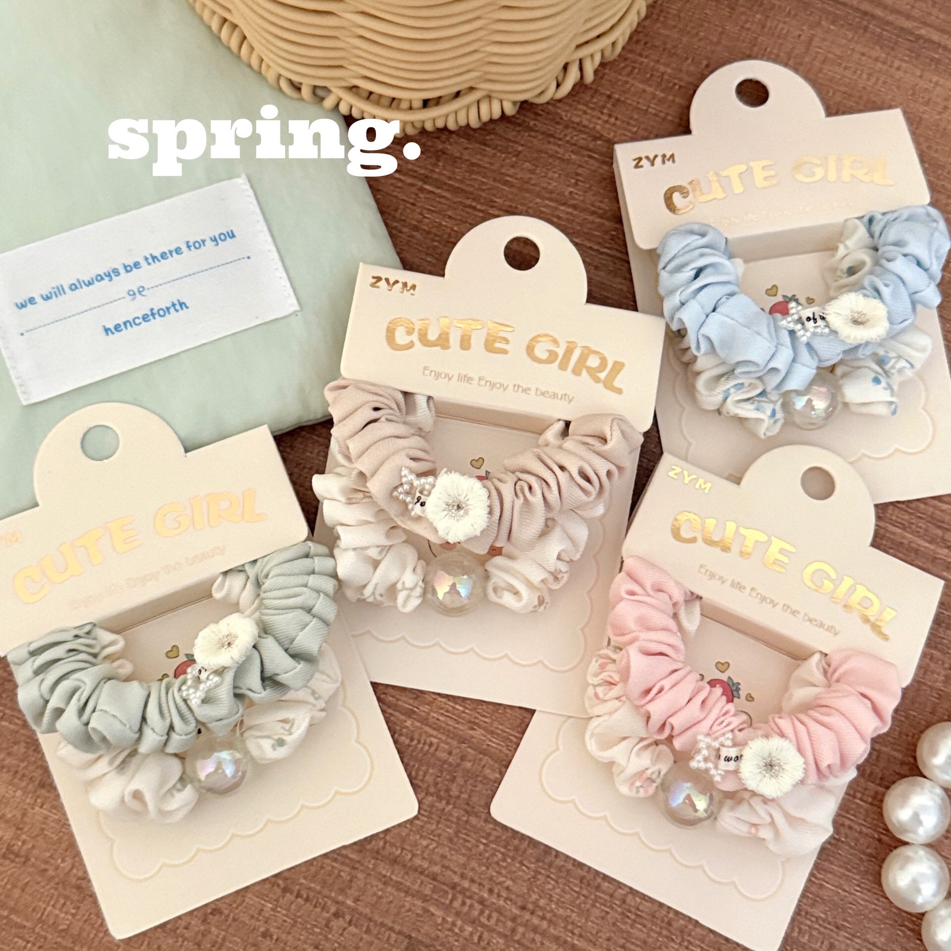 Wholesale of 2 small and fresh floral large intestine hair bands, sweet and girlish ponytail hair ties, elastic hair ties, and children's bun hair ties Specification image