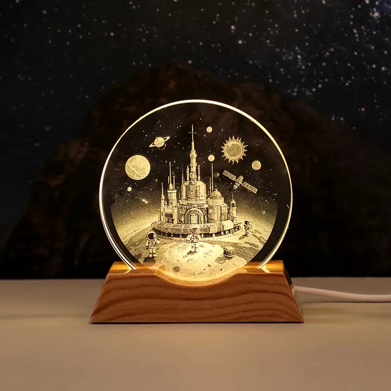3d inner-carved round cake + plastic luminous base Application Scenario