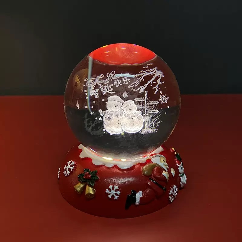 3d inlaid crystal ball + Christmas resin luminous base night light ornament Application Scenario