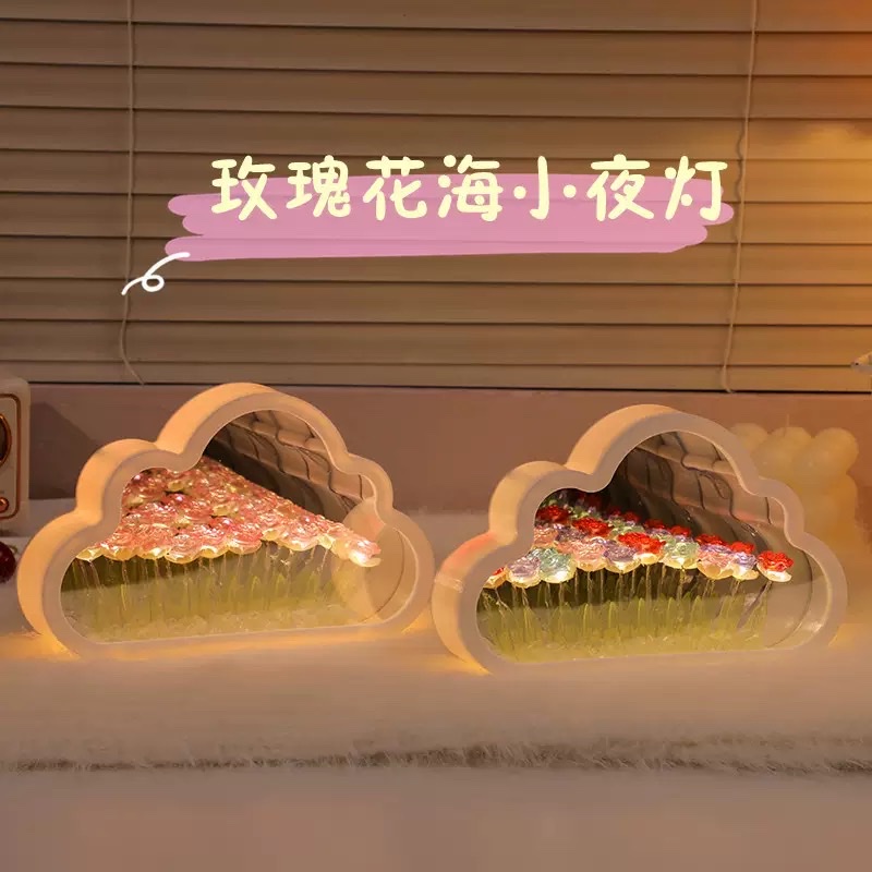 Cloud Mirror Rose Night Light Ornament (10 flowers)
