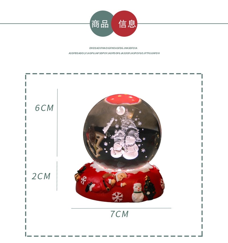 3d inlaid crystal ball + Christmas resin luminous base night light ornament detail image 5