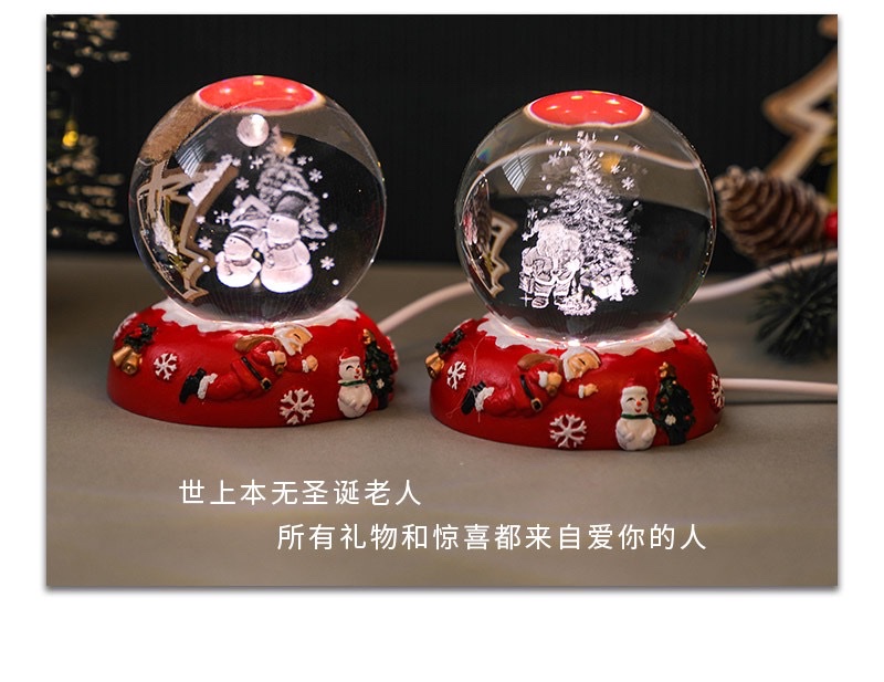 3d inlaid crystal ball + Christmas resin luminous base night light ornament detail image 4