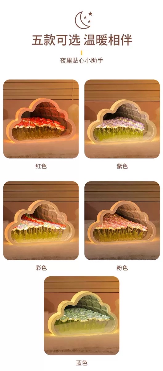 Cloud Mirror Rose Night Light Ornament (10 flowers) detail image 6
