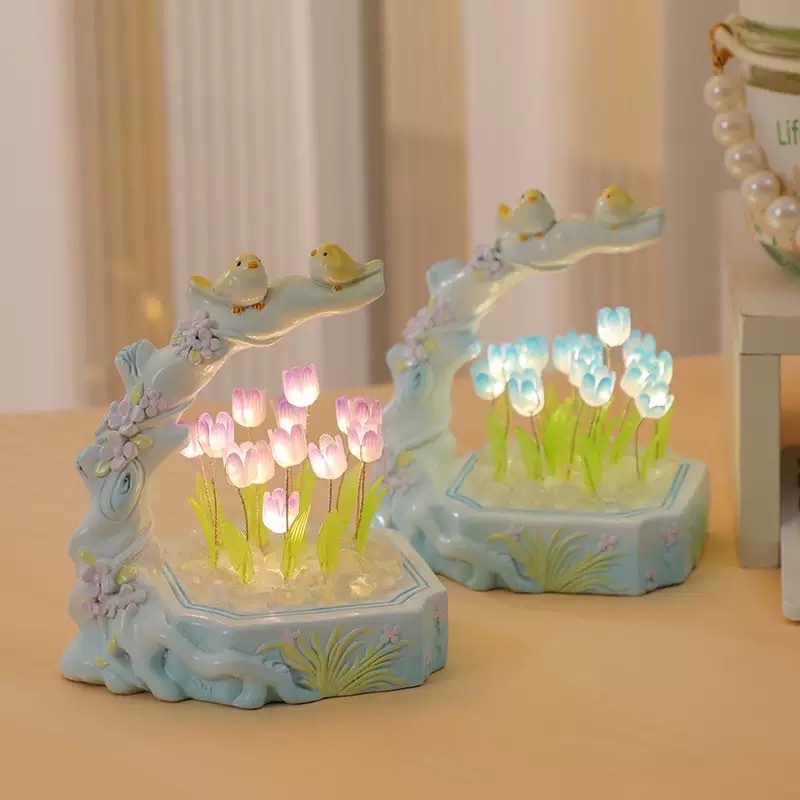 Flower-and-bird tulip night light details Picture