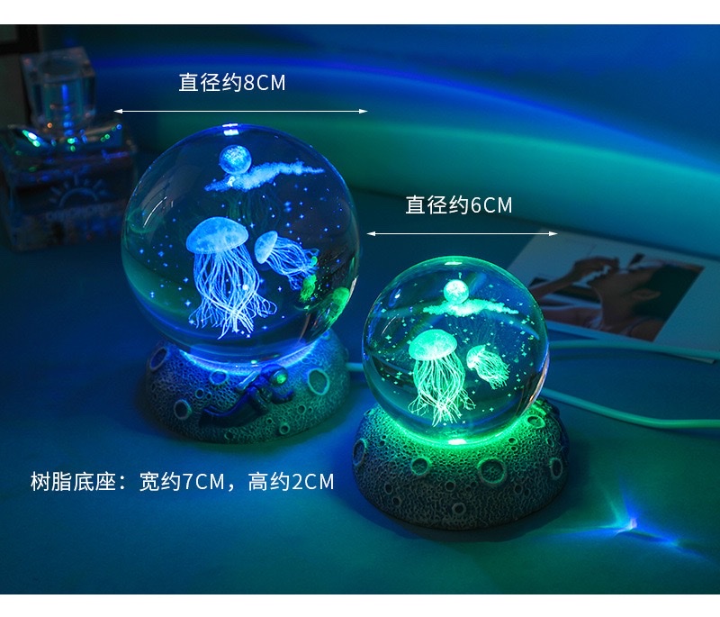 3d crystal ball with inner engraving + Star Sea astronaut resin luminous base detail image 5