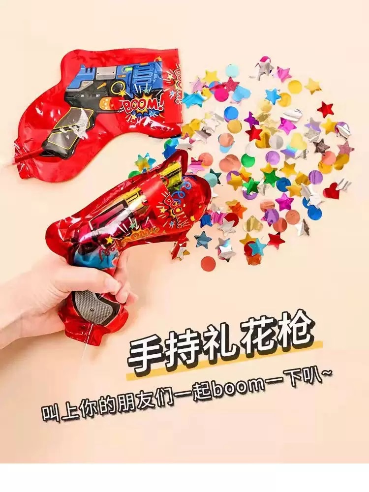 Automatic inflatable firework gun, birthday atmosphere prop, firework, wedding handheld firework gun, creative spray flower tube, ribbon, Christmas hand-twisted firework tube, firework, festive detail image 5