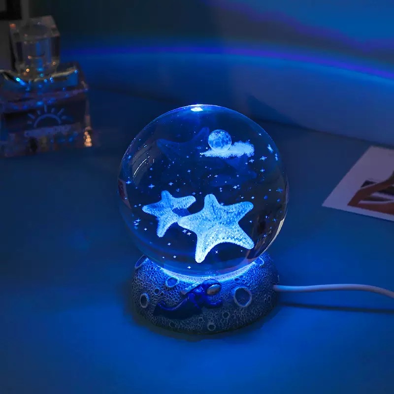 3d crystal ball with inner engraving + Star Sea astronaut resin luminous base Application Scenario