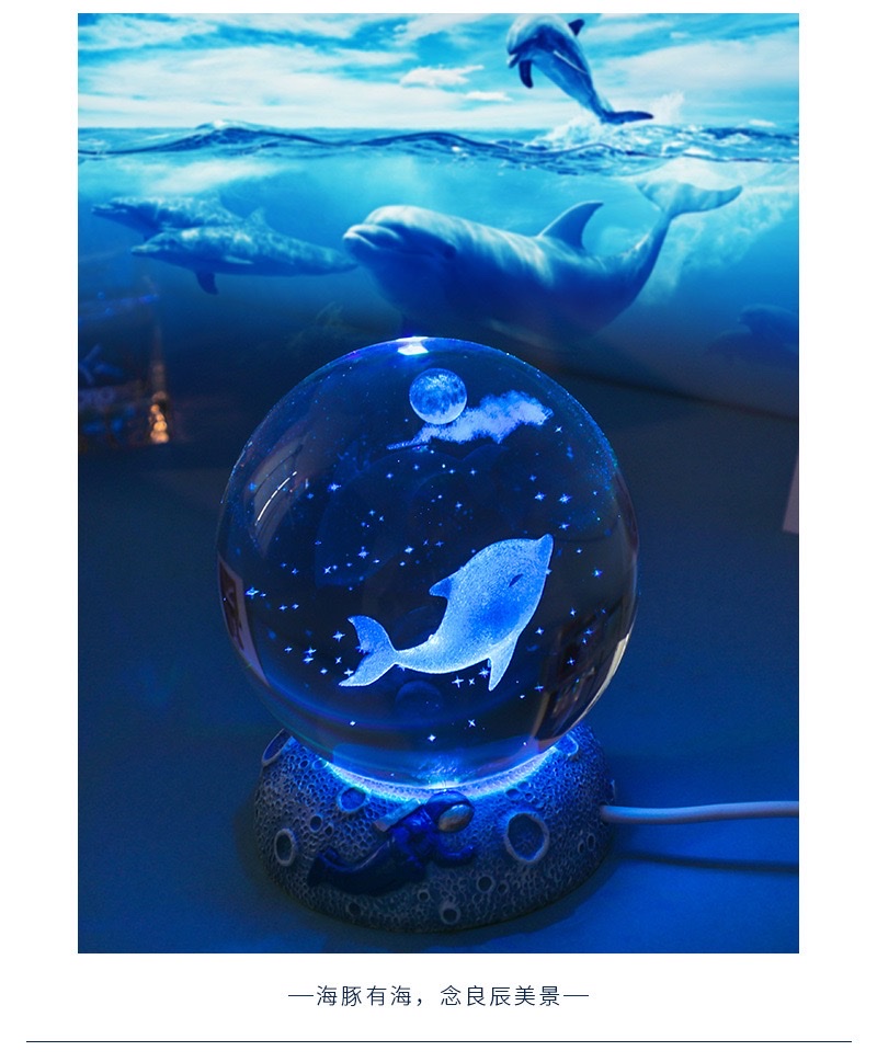 3d crystal ball with inner engraving + Star Sea astronaut resin luminous base detail image 10