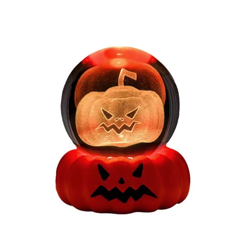 Cross-border Halloween Ghost 3d Crystal Ball, night light, illuminated base, creative desktop decorative item, festival gift Item Picture