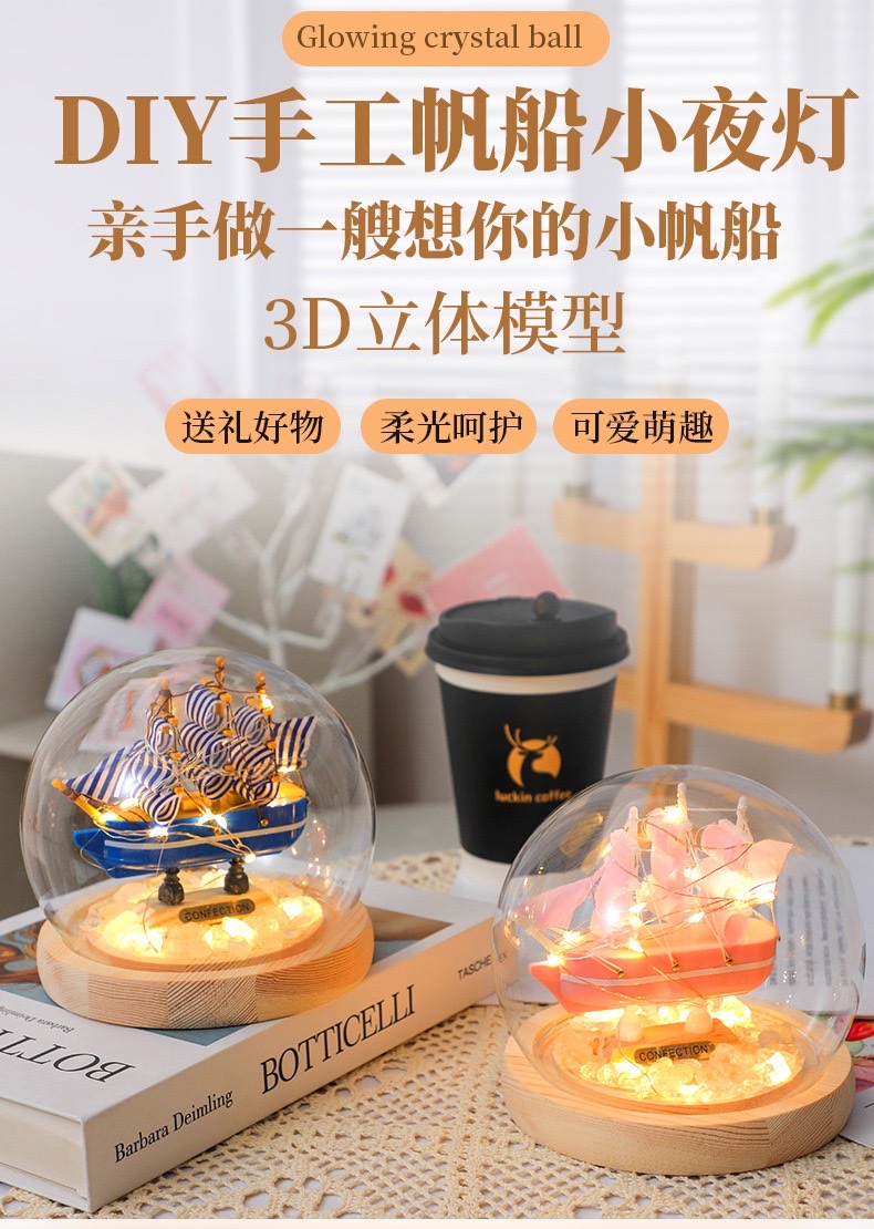 Small sailboat and night light ornaments detail image 9