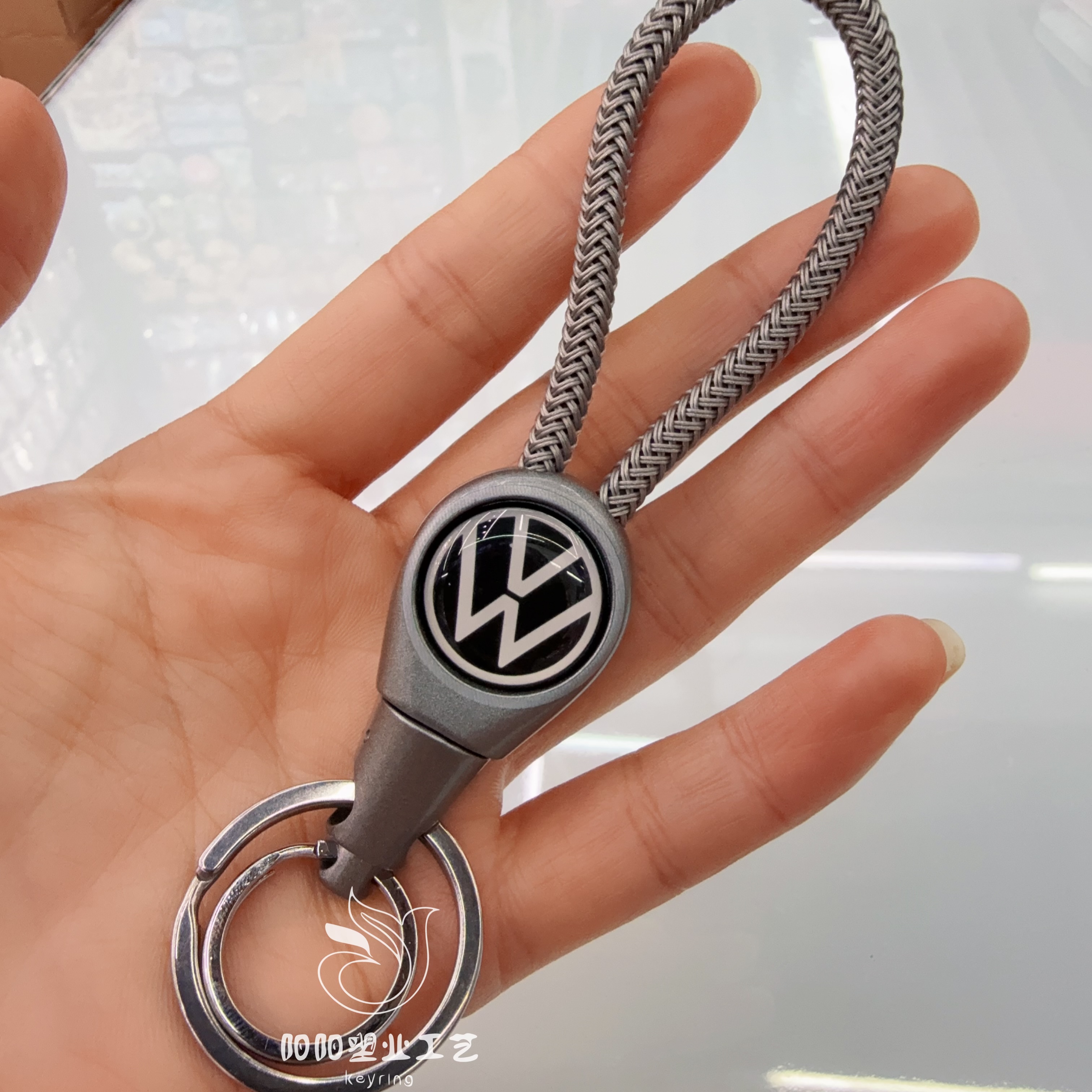 钥匙扣高档简约金属皮革钥匙挂件 皮革钥匙圈汽车车标logo礼品