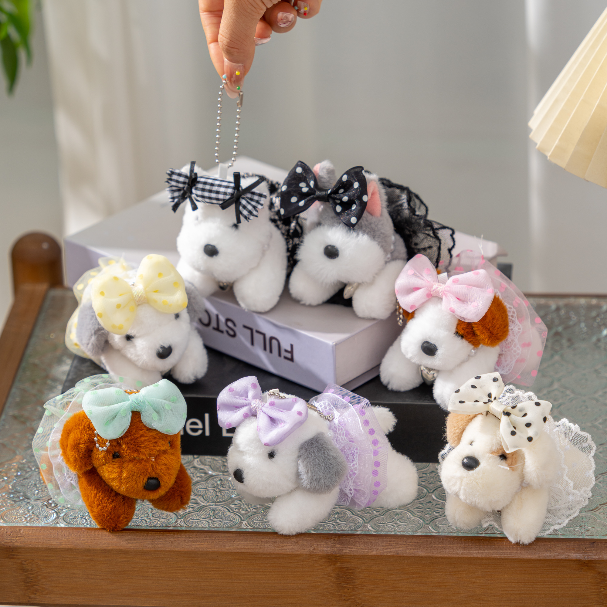 Very precious plush toy, flower dress, dog pendant - Schnauzer style premium machine doll, wedding gift, birthday present