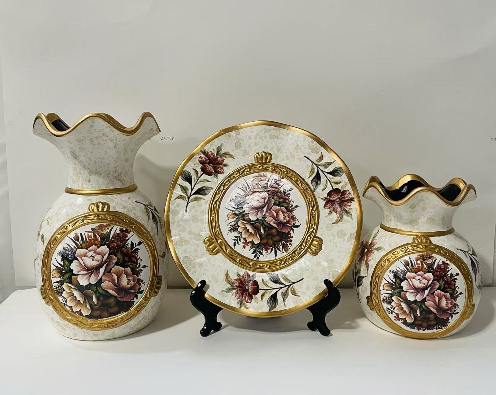 陶瓷花瓶工艺品贴花陶瓷珠装饰摆件家居客厅装饰品创意陶瓷花艺陶陶瓷花瓶细节图