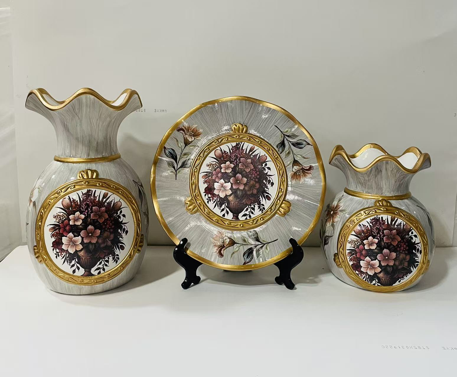 陶瓷花瓶工艺品贴花陶瓷珠装饰摆件家居客厅装饰品创意陶瓷花艺陶陶瓷花瓶