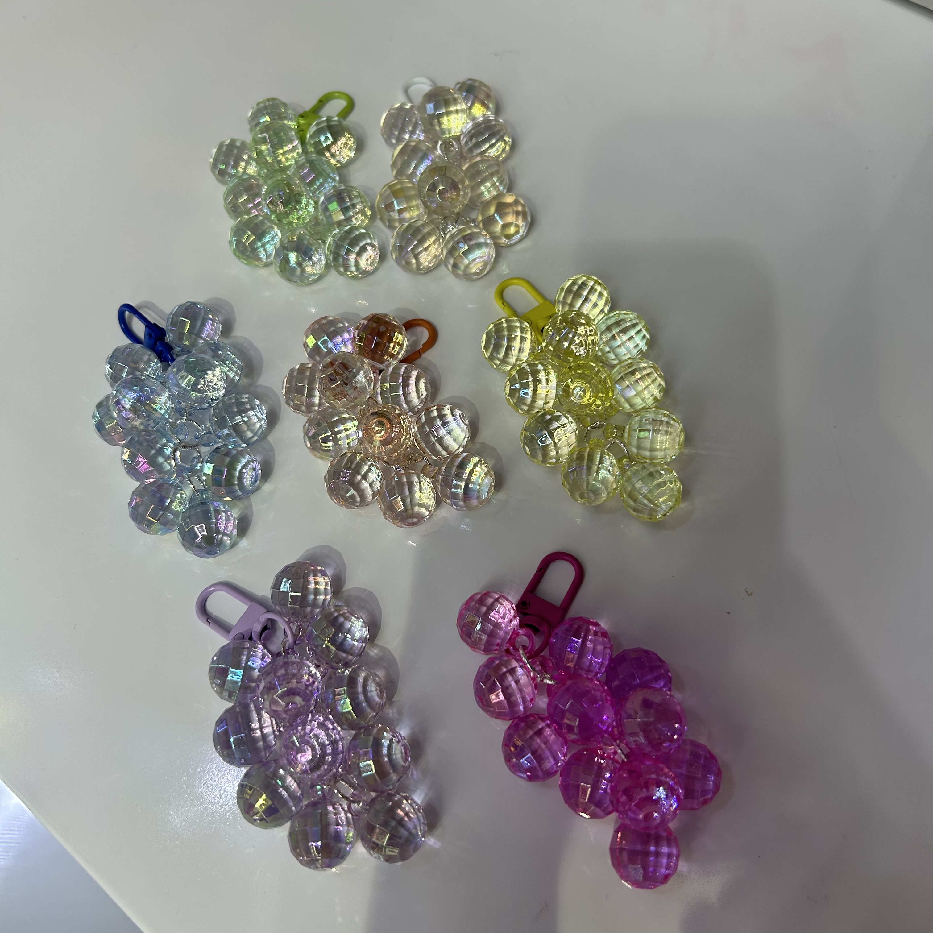 透明彩色亚克力珠子AS钥匙扣挂件多巴胺配色创意原创DIY批发挂件