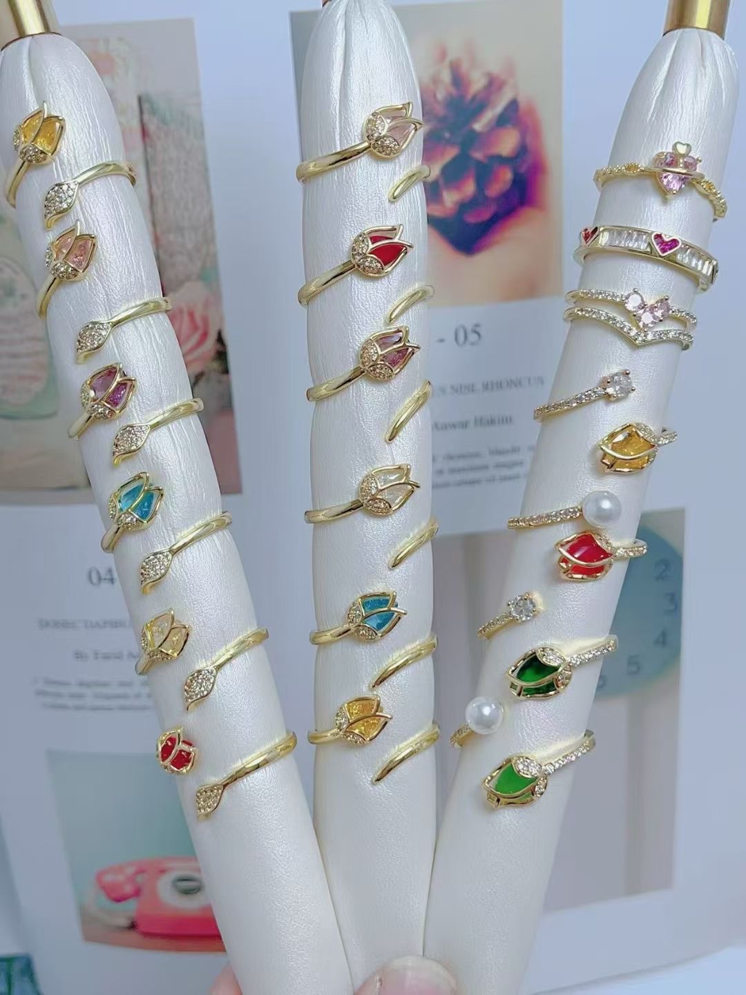 珍珠水晶不銹鋼戒指S999足银时尚百搭情侣戒指女男款潮流饰品