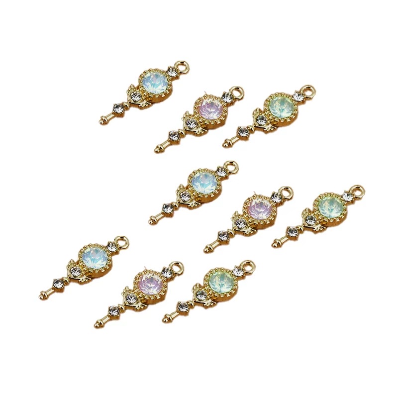 diy锌合金饰品配件潮流仙女棒百搭时尚新款潮流个性服饰配件点钻电镀保色白底实物图