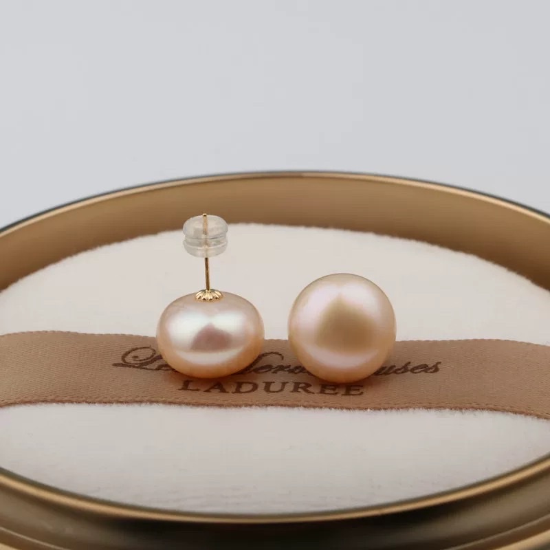 云逸饰家 8-9彩色淡水珍珠耳钉 简单好看百搭的淡水珍珠耳环 粉色、粉紫色、紫色