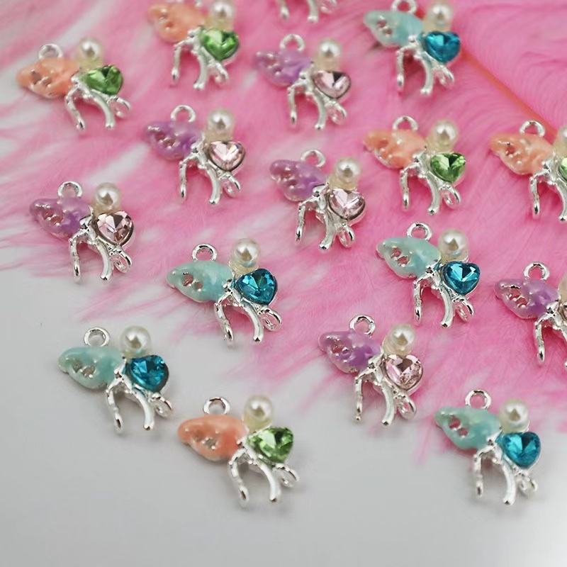 Trend 2025: Versatile and fashionable new trendy and personalized clothing, accessories, oil-dripping zinc alloy export, butterfly, dragonfly, leaf style diy diamond-encrusted color-retaining bracelets, earrings, hair accessories detail image 2