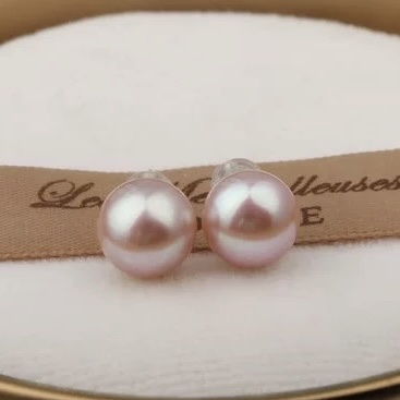 云逸饰家 8-9彩色淡水珍珠耳钉 简单好看百搭的淡水珍珠耳环 粉色、粉紫色、紫色详情图5