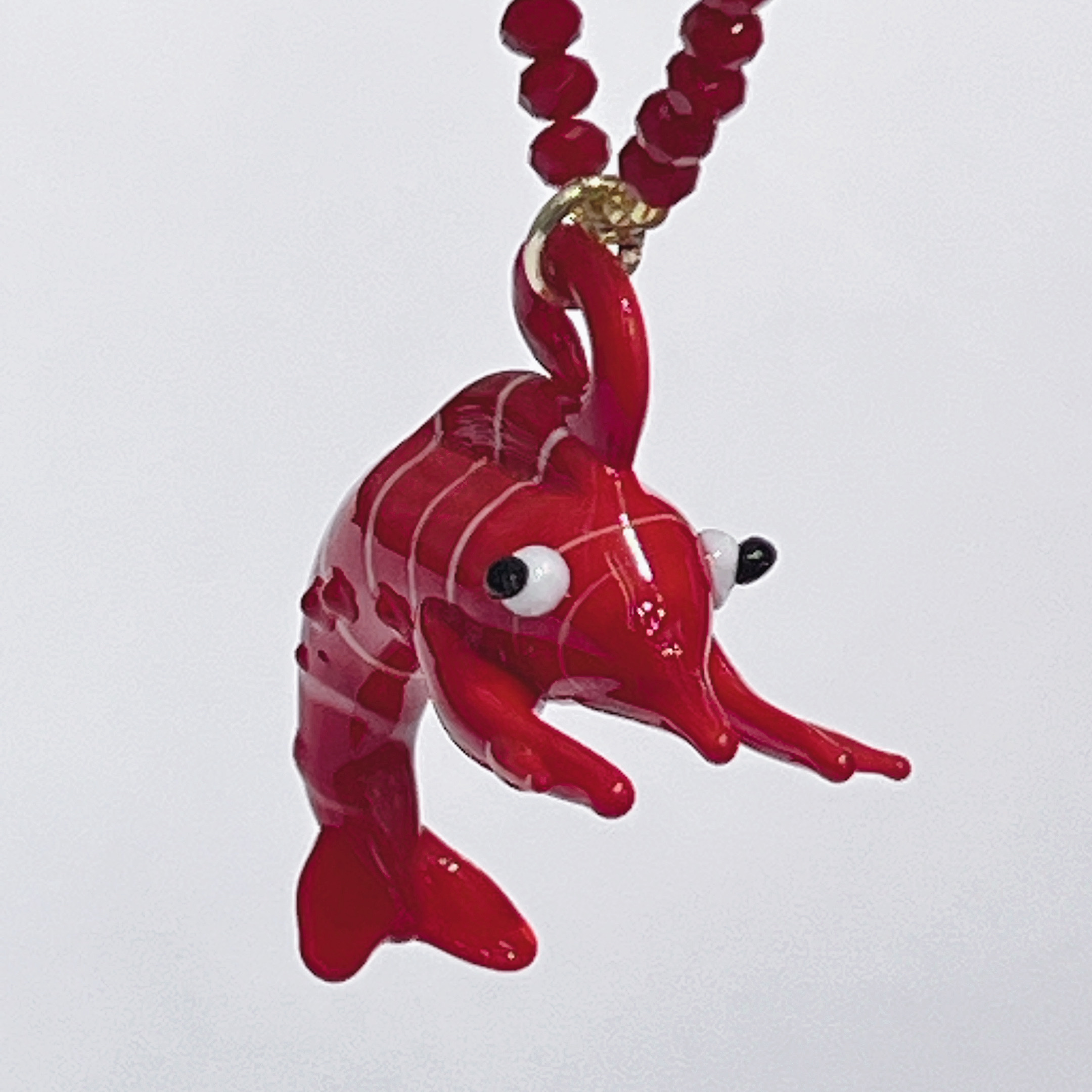 云逸饰家 红色大龙虾项链 海鲜饰品 个性夸张首饰 琉璃可爱项链 