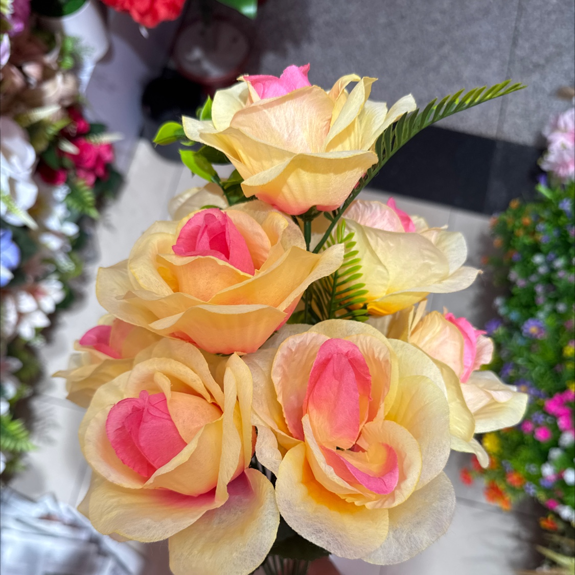 拉菲草针织花pu花束仿真花头花手工装饰婚礼插花多款可选