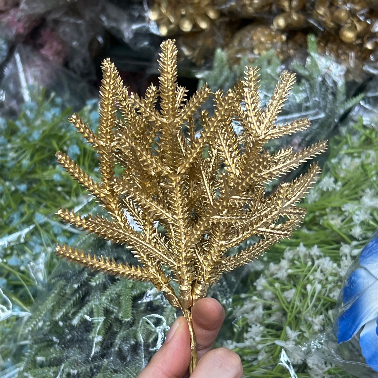 圣诞树装饰用品塑料打霜草金色草挂件节日装饰挂件圣诞节必备圣诞圣诞树圣诞用品细节图