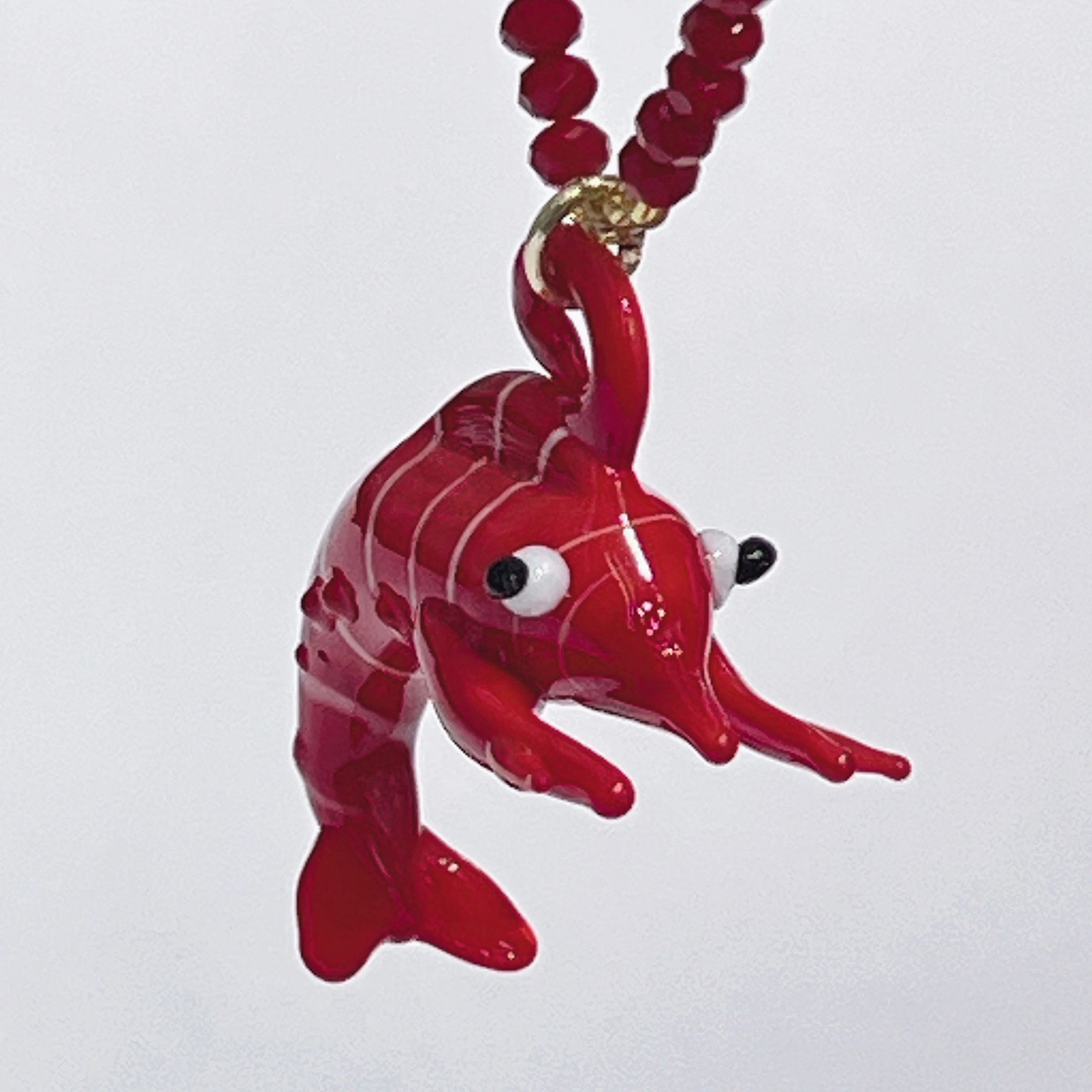 Yunyi's red lobster necklace is a seafood accessory with an exaggerated personality and a cute glass necklace detail image 6