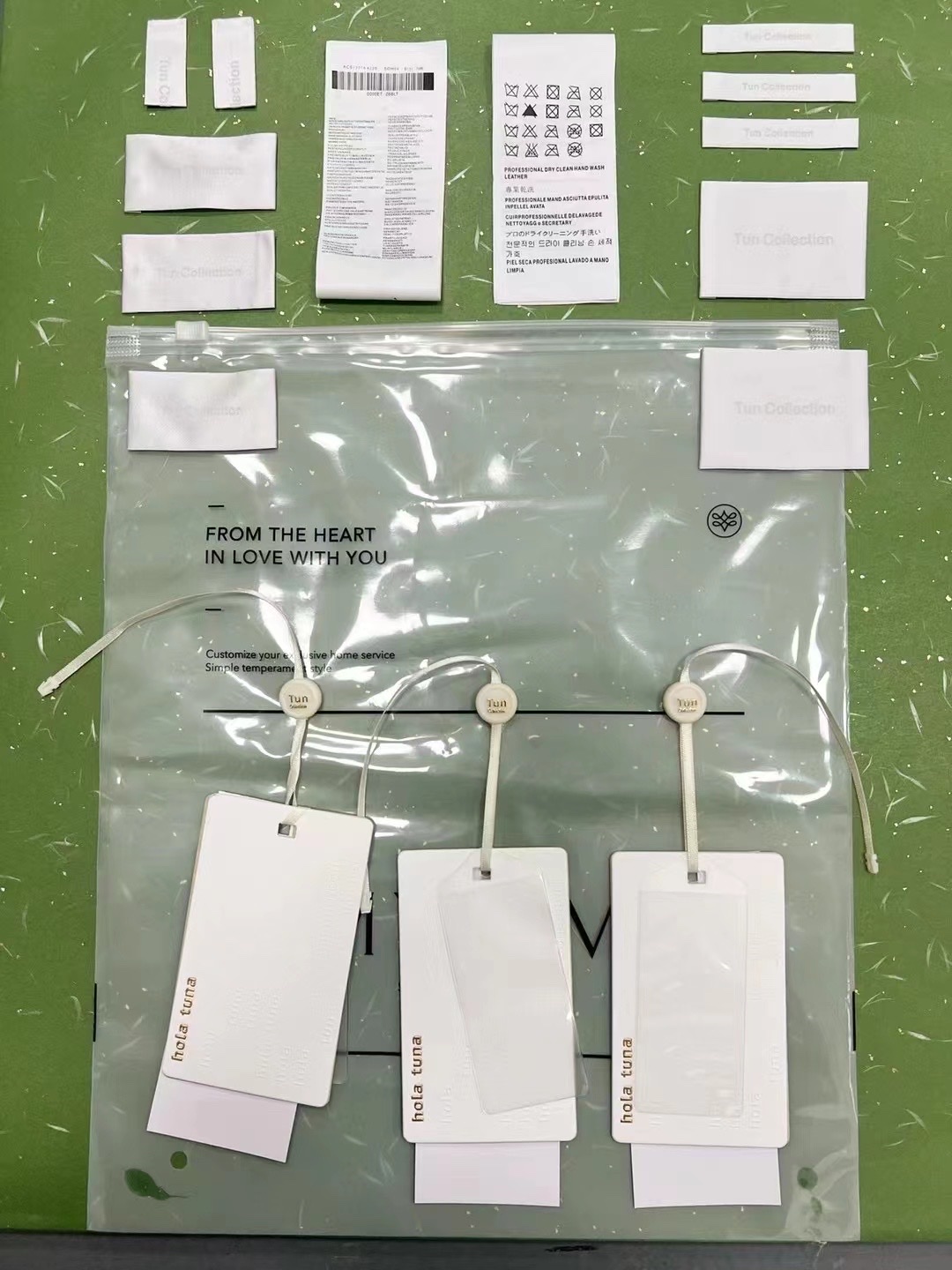 商标吊牌辅料，包装设计生产细节图