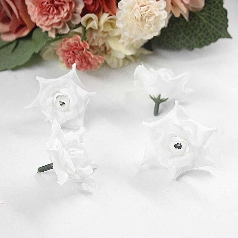 DIY artificial rose 4.5cm small rolled-edge flower head, flower hairpin garland, silk flower, rose for wedding scattering details Picture