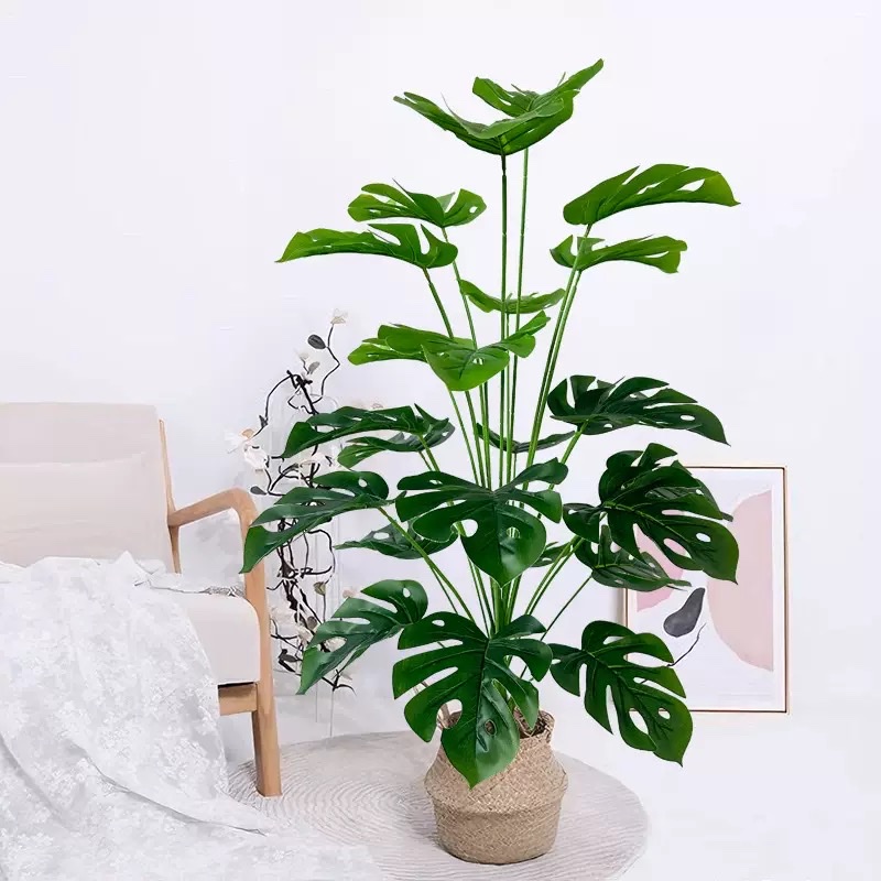 Artificial plant leaves: 12-head, 18-head, 24-head turtle-back leaf potted green plant handles, tied with rubber leaves for wedding decoration plant wall matching detail image 1