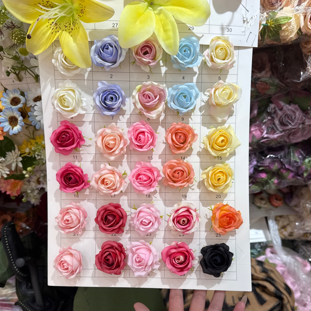 Triangular rose oil painting cloth small rose artificial flower head flower