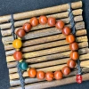 Chinese-style blood sandalwood multi-treasure bead bracelet, new Chinese-style sandalwood old-style bead plain ring cultural play Buddhist bead bracelet woven Specification image