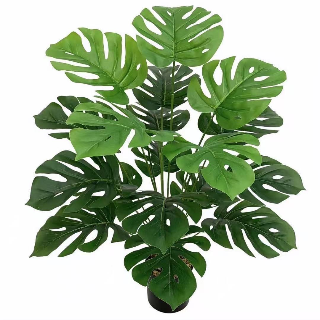 Artificial plant leaves: 12-head, 18-head, 24-head turtle-back leaf potted green plant handles, tied with rubber leaves for wedding decoration plant wall matching details Picture