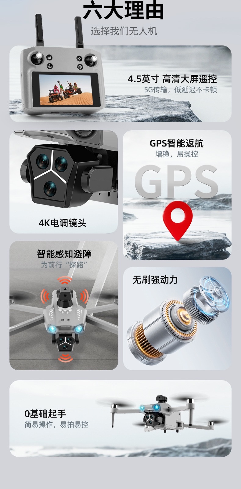 T01 Brushless drone GPS return with 4.5-inch touch screen folding aerial photography aircraft obstacle avoidance remote control aircraft detail image 3