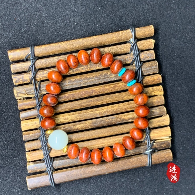 Chinese-style blood sandalwood luminous bead bracelet, new Chinese-style sandalwood old-style bead plain ring cultural play Buddhist bead bracelet, woven bracelet Chinese-style blood sandalwood luminous bead bracelet, new Chinese-style sandalwood old-style bead plain ring cultural play Buddhist bead bracelet, woven bracelet
