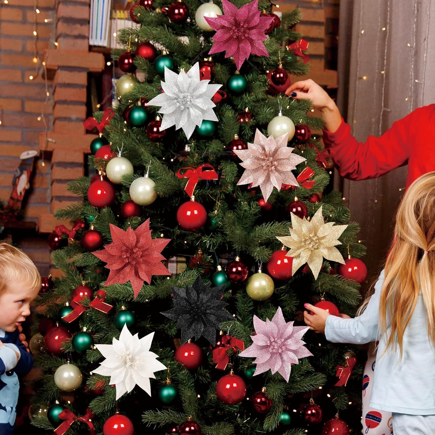 跨境电商亚马逊外贸热销圣诞节装饰品圣诞花圣诞花环圣诞树装饰挂件圣诞节必备圣诞布艺挂件圣诞树圣诞用品