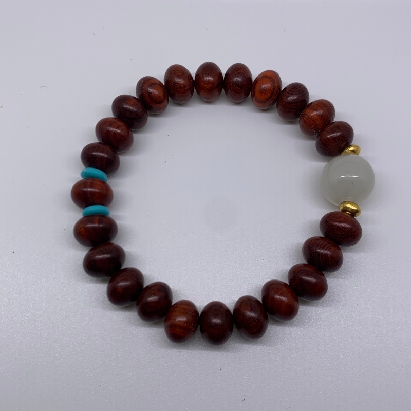 Chinese-style blood sandalwood luminous bead bracelet, new Chinese-style sandalwood old-style bead plain ring cultural play Buddhist bead bracelet, woven bracelet pic 7