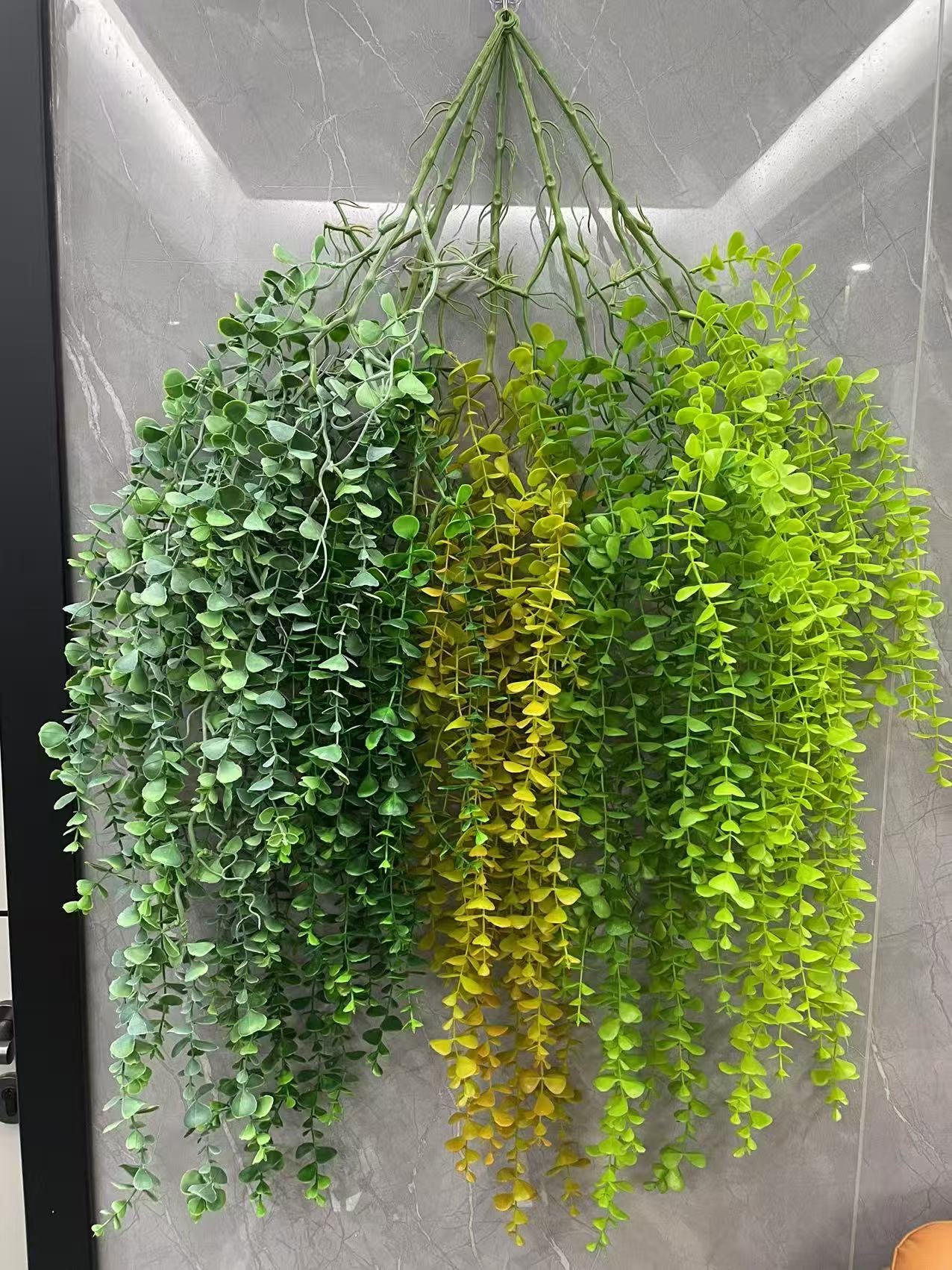 33叉尤加利喷色仿真绿植壁挂 垂钓家装绿色装饰仿真花