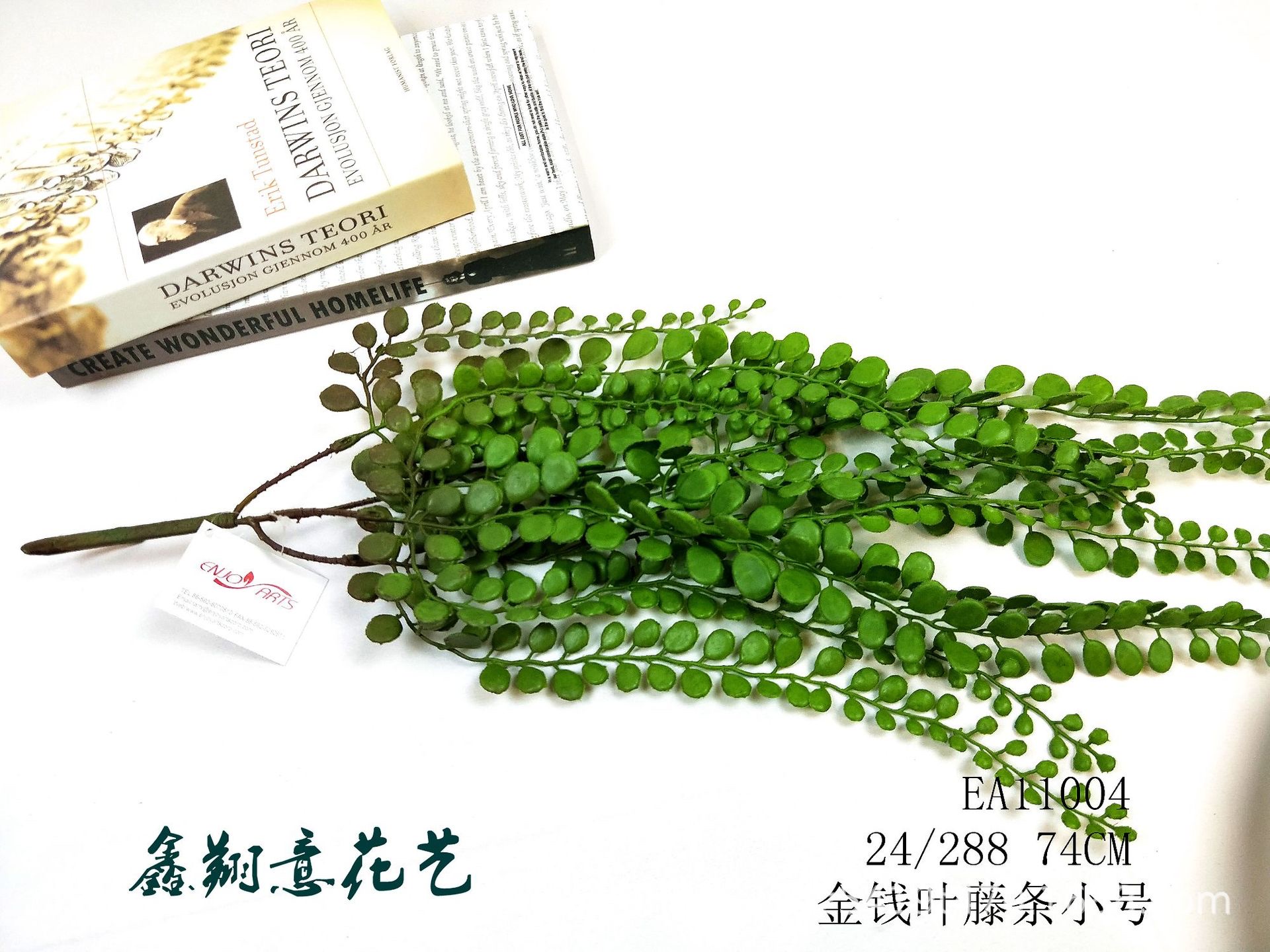 仿真绿植，尤加利叶藤白底实物图