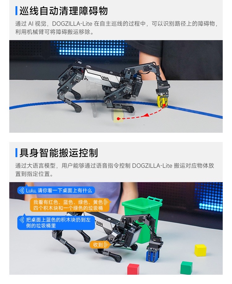 Raspberry PI quadruped mechanical dog AI vision large model Bionic robot mechanical arm with embodied intelligent voice recognition detail image 13