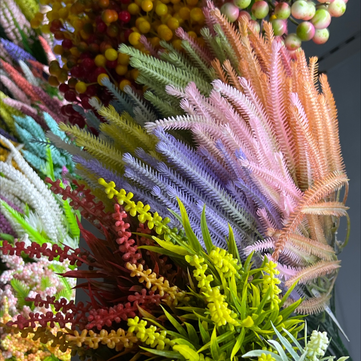 泡沫花，仿真修饰花，放客厅很好看，而且很便宜，五叉仿真花花条1米仿真花花条1米洋兰花花条1米蒙古包装饰品仿真藤条仿真藤条详情图3