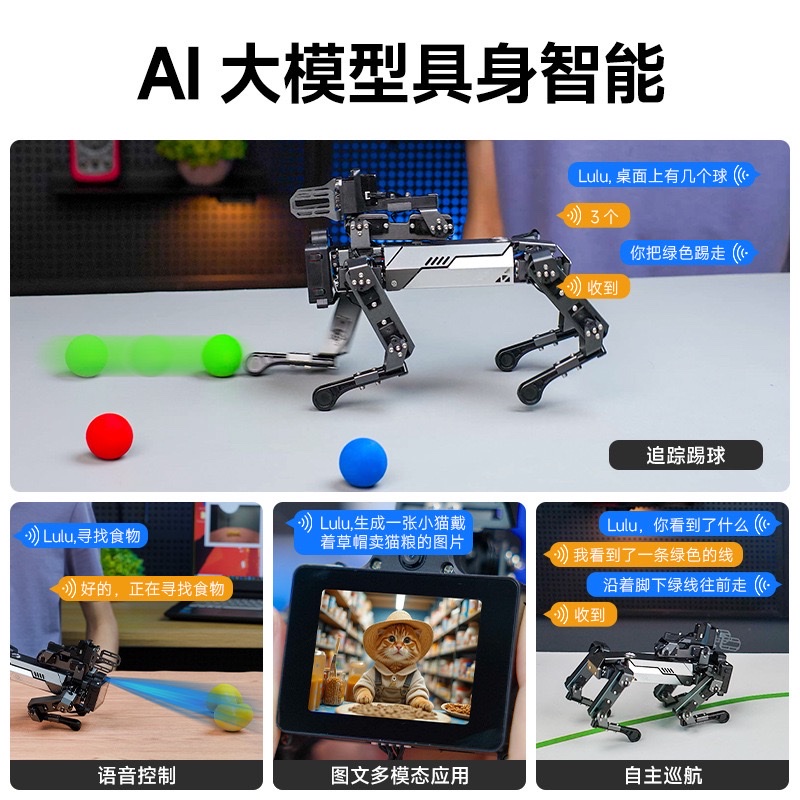 Raspberry PI quadruped mechanical dog AI vision large model Bionic robot mechanical arm with embodied intelligent voice recognition details Picture